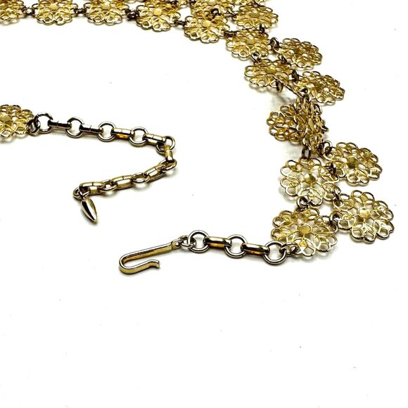 '60s NECKLACE STACK: Gold Geometric Pendant w/Pearls & Vendome Mesh Bib Pairing - Picture 12 of 16